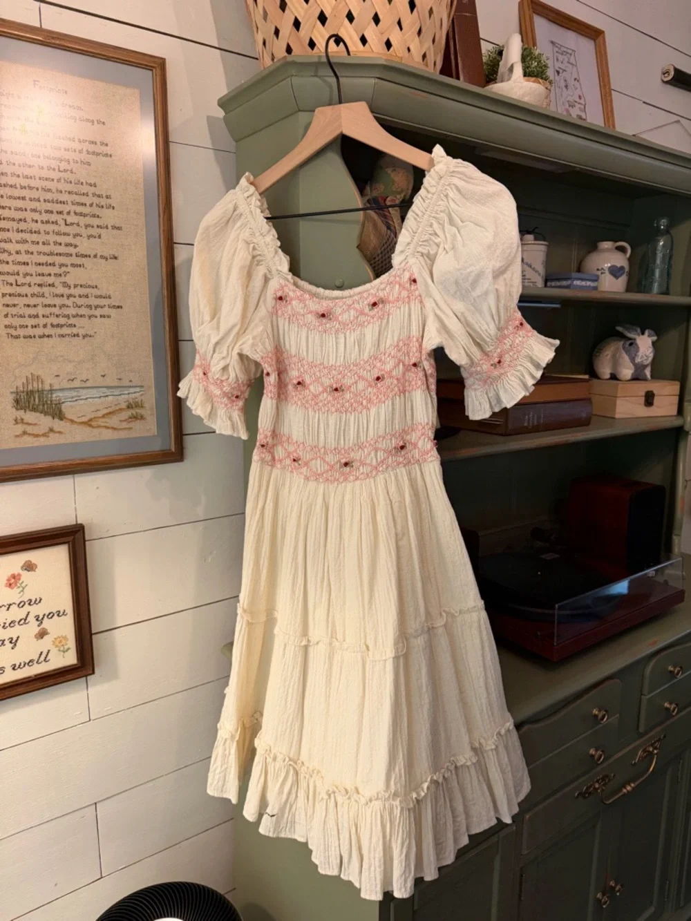 Ivy City Co Liesl Dress XS Pink Embroidered Smocked Cottagecore Spring Dress - Picture 5 of 6